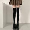 Socks Woman Autumn and Winter Thick Warm Solid Color Knee High Stockings Black White Vertical stripes Thigh High Socks for Women