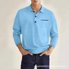 Spring Long Sleeved V-neck Men's Casual Top Polo Shirt