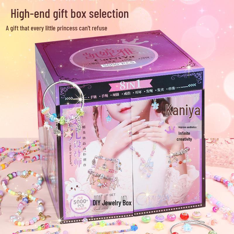 

DIY Beaded Jewelry Gift Box for Girls – Bracelet, Necklace, and Hand Rope Set