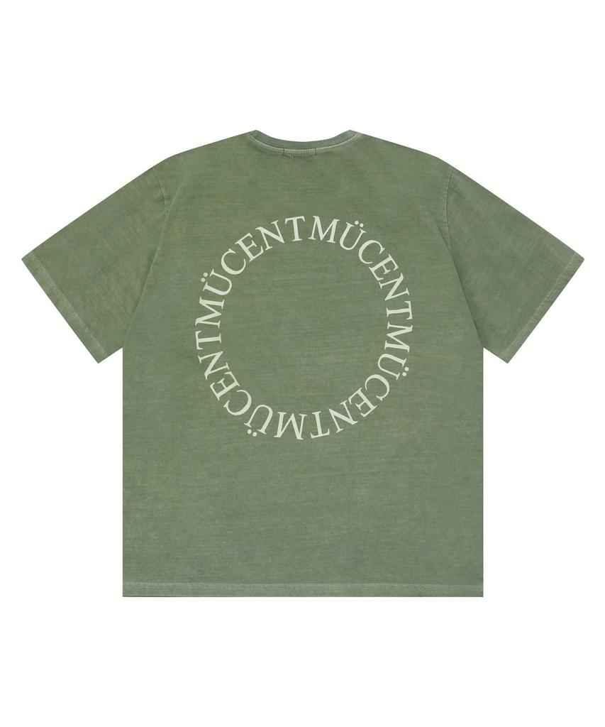 MUCENT Pigment Dirty Wash Round Back Logo Short Sleeve T-Shirt Unisex (2 Colors)