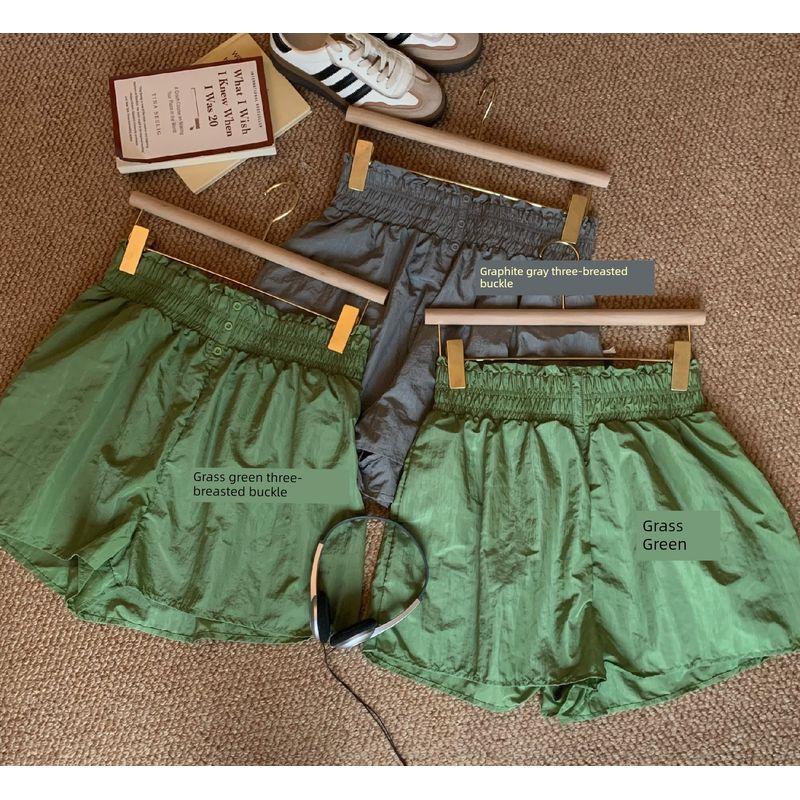 

@ Export Single Three Breasted Sports Quick-Drying Arrow Pants Shorts Work Clothing Daily Grass green three-breasted buckle M