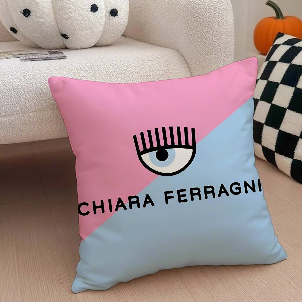 Hot Ferragnies Eyes C-Chiara Pillow Case Anti-dustmite Pillowcase Invisible Zipper Silky Short Plush Sofa Cushion Cover