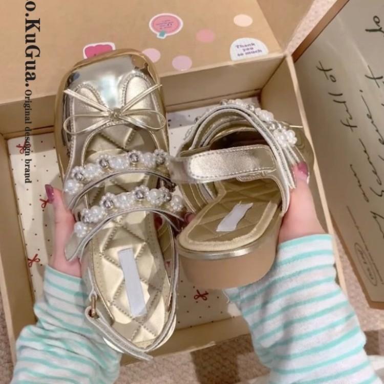 French one-word belt buckle ballet shoes women's 2025 spring height increase Mary Jane shoes small fragrant bow single shoes
