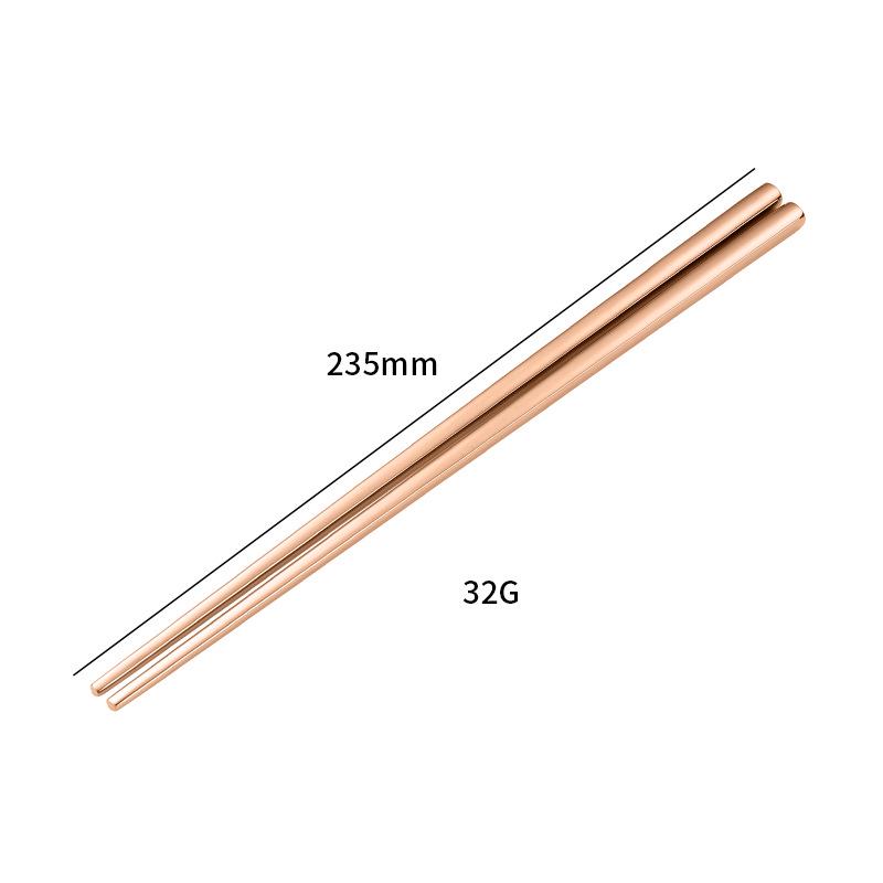 23,5 cm Korejské čtvercové protiskluzové hůlky z nerezové oceli 304 - Zlaté, Jeden pár, Přizpůsobitelné logo