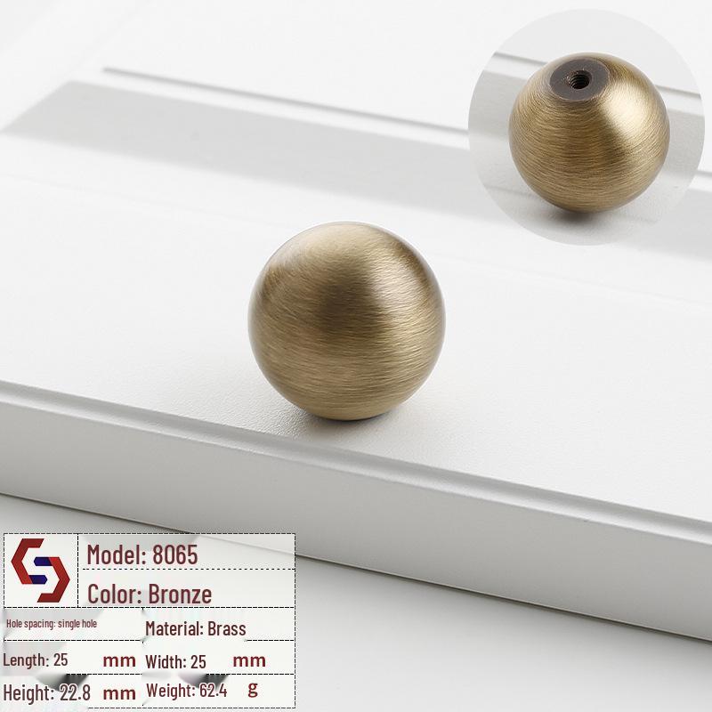 Vintage Brass Handle for Wardrobes, Cabinets, Drawers, and French Doors - Single Hole Light Luxury Style Furniture Hardware