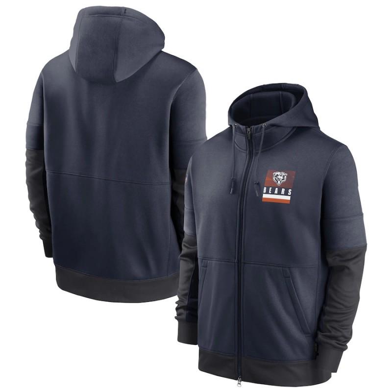 Mens Zip-Up Hooded Sweatshirt NFL Football Team Print Athletic Casual Wear