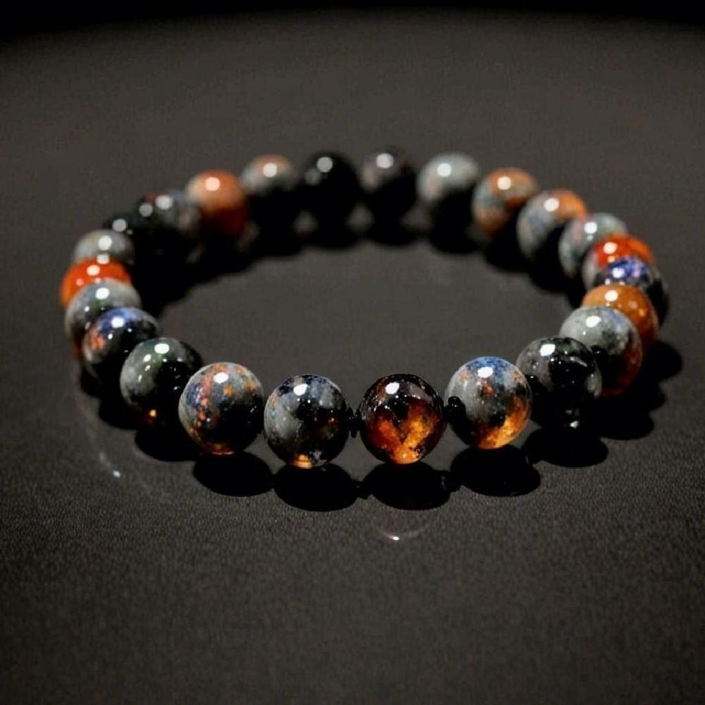 Natürliche Flammensteinperlen Yooperlite Sodalith Steinperlen 15" Strang Lose Zwischenperlen 4/6/8/10/12mm zur Schmuckherstellung DIY Armbänder Zubehör