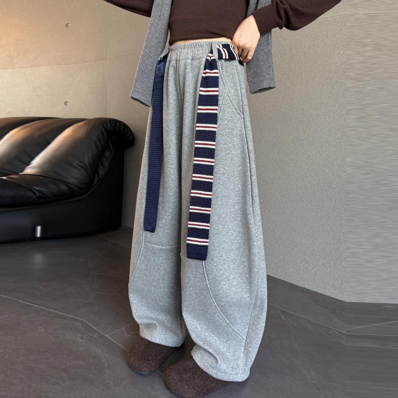 2025 Autumn/Winter Girls' Fleece-Lined Scimitar Sweatpants - Thick, Warm Sports Pants for Big Kids