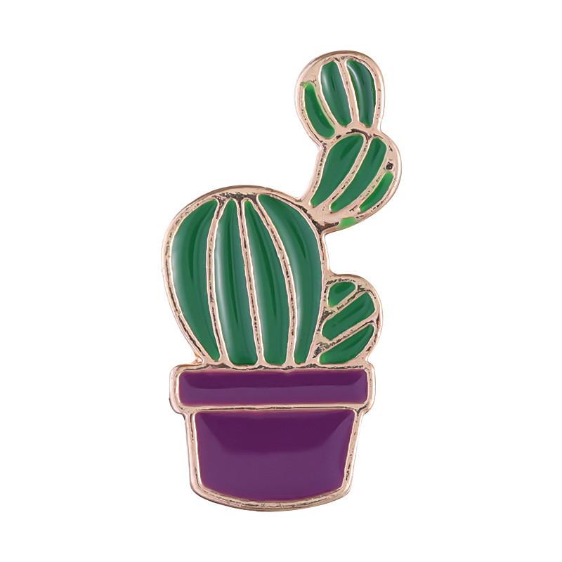 Charming Cartoon Mini Cactus Plant Brooch Alloy Badge For Fashionable Clothing Accessories