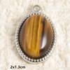 2pcs Vintage Tiger Eye Pendant Sun Oval Round Silver Color Stainless Steel Charms For Jewelry Making Supplies Real Natural Stone