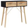 Coffee Tables Console Table Black 80X30x75 Cm Solid Wood Pine&Natural Rattan