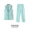 Fashion Style 2024 Summer New Arrival Women's Clothing Stylish Wild Candy Color Horse Sleeveless Armor High Waist Pants Suit