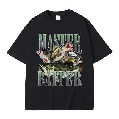 2026 Master Baiter Bass Fishing Fisher Funny Meme Graphic T-shirts Men Women Casual Cotton Tshirt Short Sleeve Vintage Summer Pop T Shirts Loose Tee