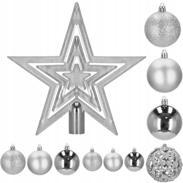 Boules de Noël - SPRINGOS - 100 pcs - Incassables - Argent - Ø 3/4/6 cm