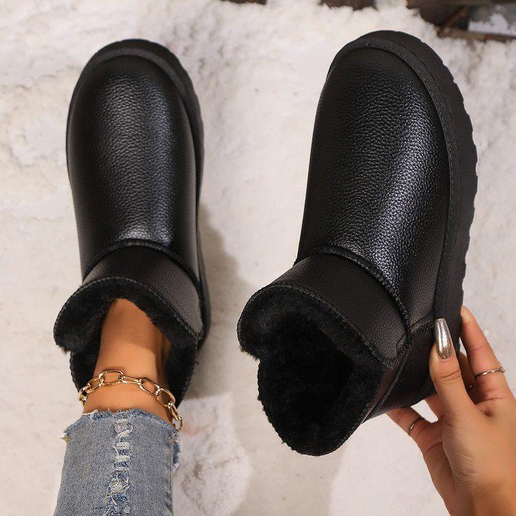 Fleece Thickened Foot Cotton Shoes Non-slip Thick-soled Large-size Short Boots 2025 Winter Snow Boots Waterproof and Versatile Short Boots
