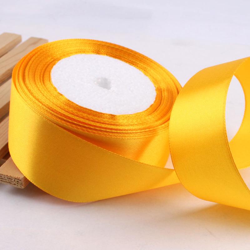 Golden Yellow Silk Ribbon for Gift Wrapping: Colorful, Satin, Woven Flowers, 0.3cm-7.5cm, Perfect for Thanksgiving