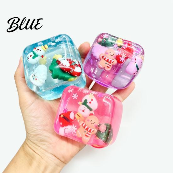 Cute Santa And Snowman Toys Christmas Stress Relief Toy with Internal Dolls Transparent Soft Maltose Fidget for Adults Office Desk Cube Sensory Toy,
