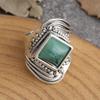 Vintage Women'S Ring Bohemian Exaggerated Ring Inlaid Square Green Stone Antique  Color Engraving Classic Ladies Jewelry