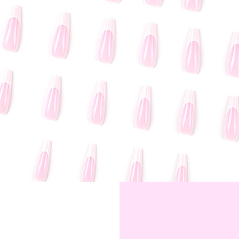 24Pcs/Set Quick Nails Pink Long Ballet False Nials Sticker Wearable Waterproof Manicure Finished Nails