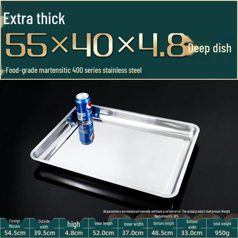 LIEI 304 Stainless Steel Commercial Rectangular Trays (3-Pack)