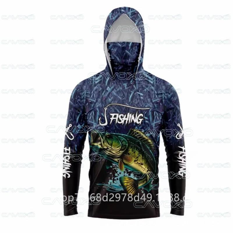 Ice Silk Fishing Shirt Long Sleeve Hooded Sun Protection Quick Dry Breathable Outdoor Gear