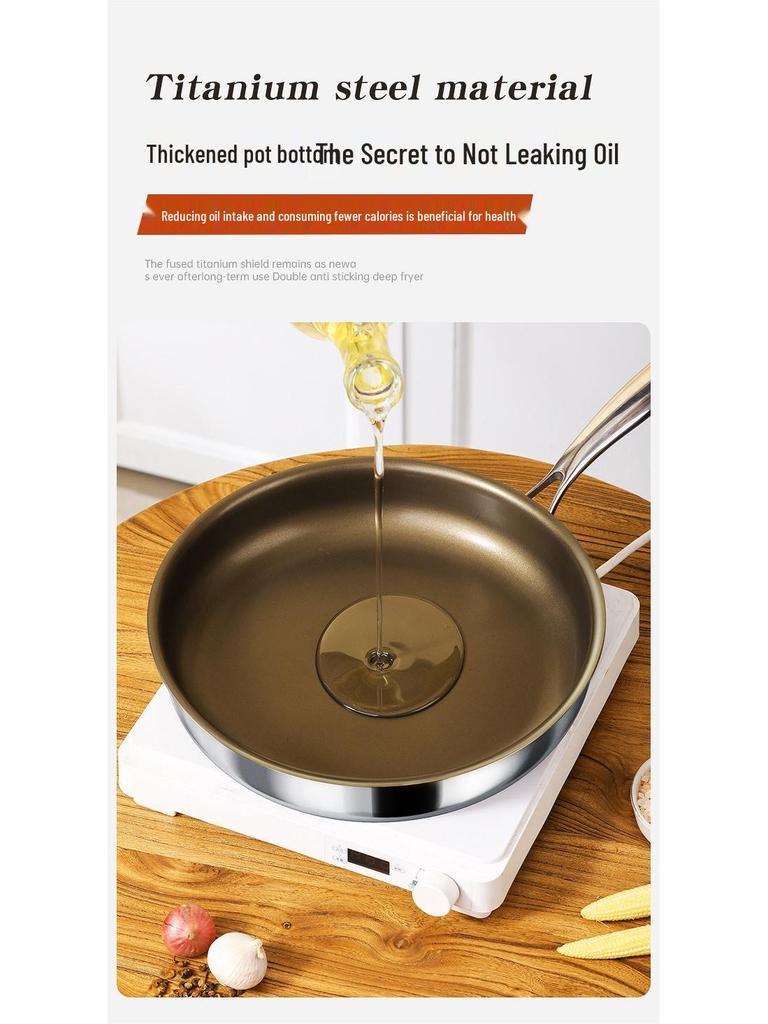304 Stainless Steel Non-stick Titanium Frying Pan for Steak, Eggs & More