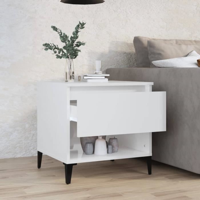 819552 vidaXL Side Table Glossy White 50x46x50 Cm Engineered Wood
