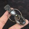 Faceted Black Rutile Gemstone Pendant Copper Wire Wrapped Pendant Rainbow Moonstone Pendant Gifts For Mother Copper Jewelry Handmade Pendant