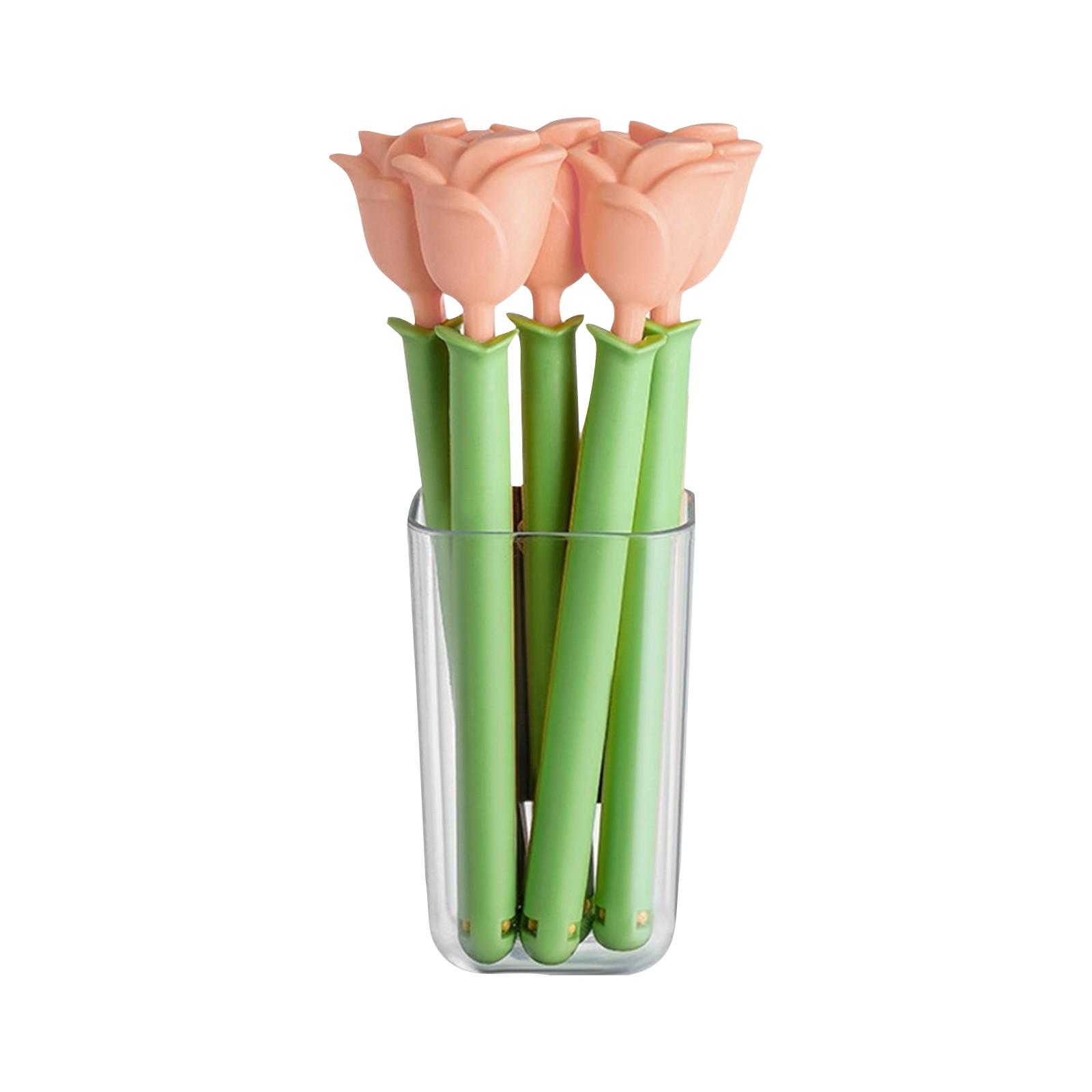 Rose Flower Potato Chip Clips 5 Pieces With Magnetic Storage Box Potato Chip Snack Sealer Cute And Beautiful Kitchen Decoration розовый