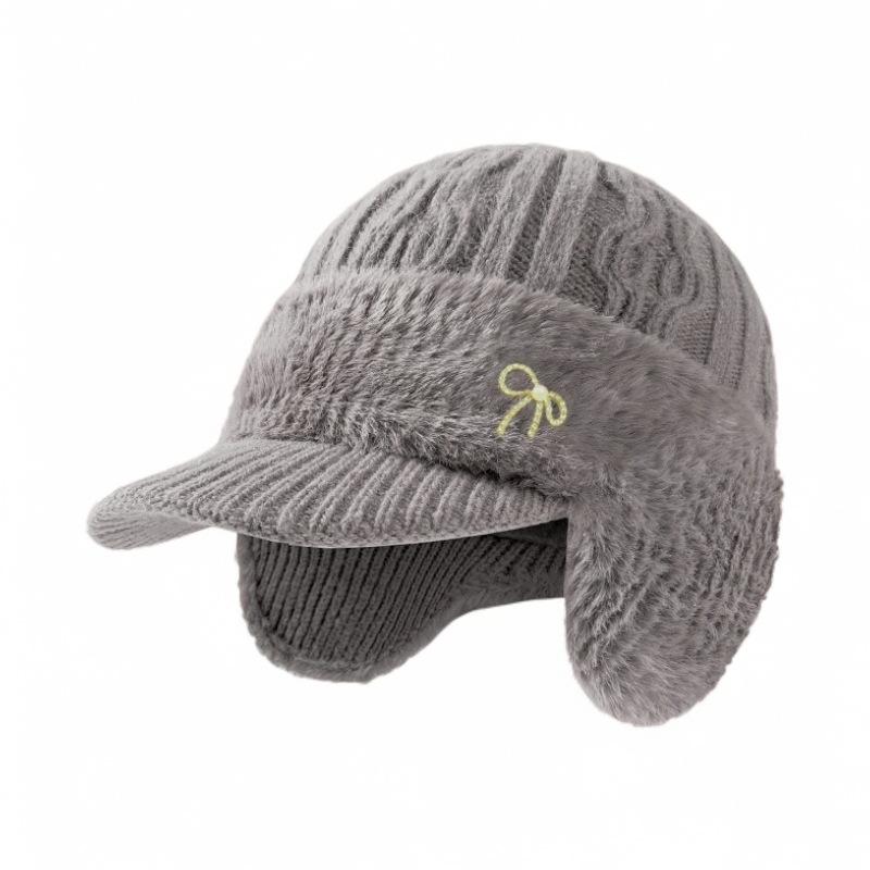 

Женская шерстяная шапка с защитой ушей из норкового велюра для женщин среднего и пожилого возраста, зимняя шапка и шарф, теплый вязаный колпак, кепка с козырьком