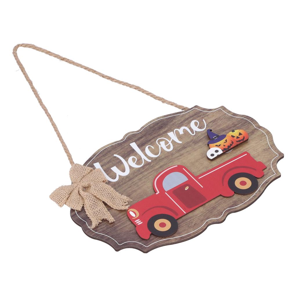 Wooden Welcome Sign with 12Pcs Interchangeable Seasonal Icons Wall Hanging Plaque for Front Door
