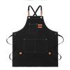 Waterproof Thickened Cotton Denim Apron - Oil and Stain Resistant, Solid Color Design for Household Kitchen Use