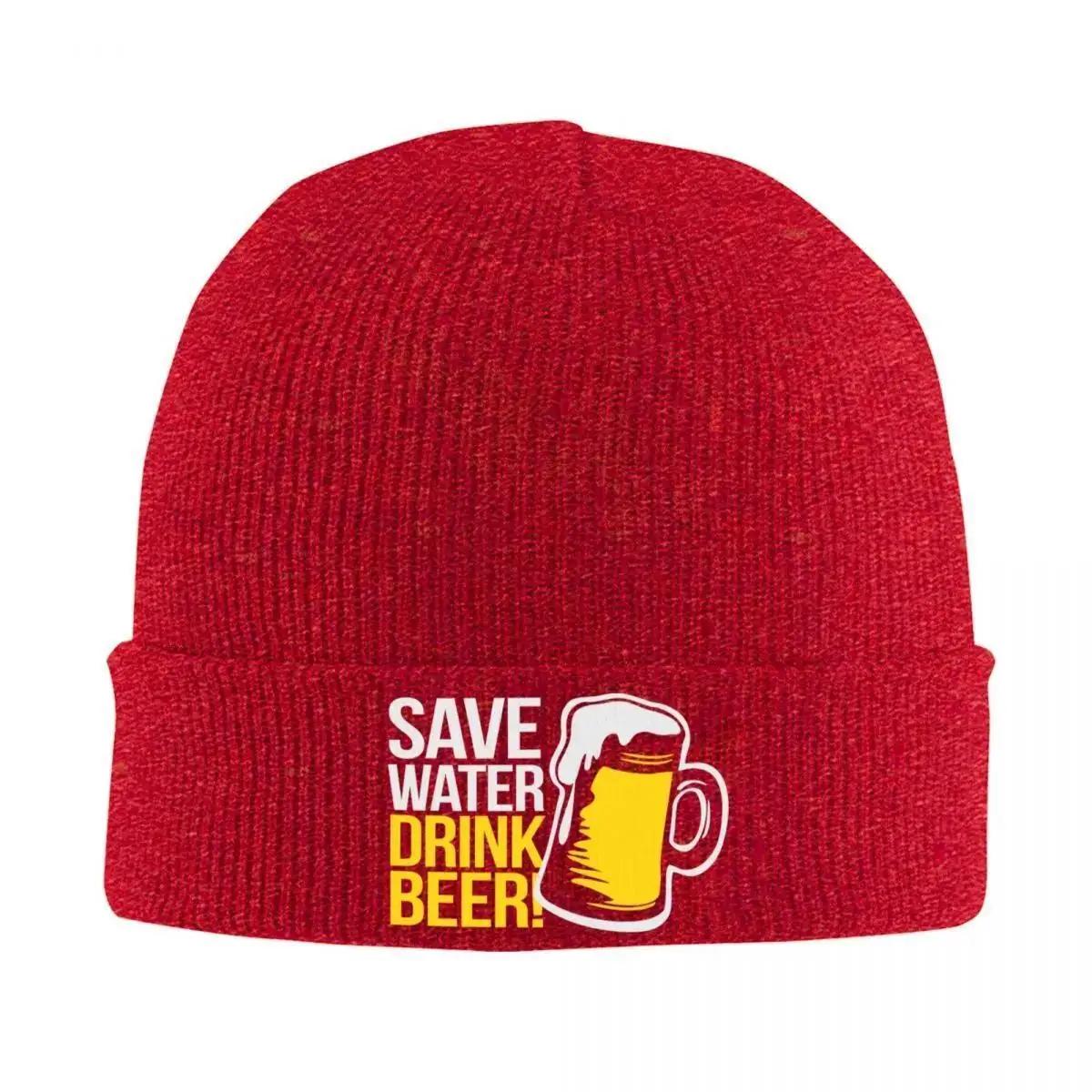 New Save Water Drink Beer Knitted Hats Quality Outdoor Anime Unisex Headwear Knitted Caps