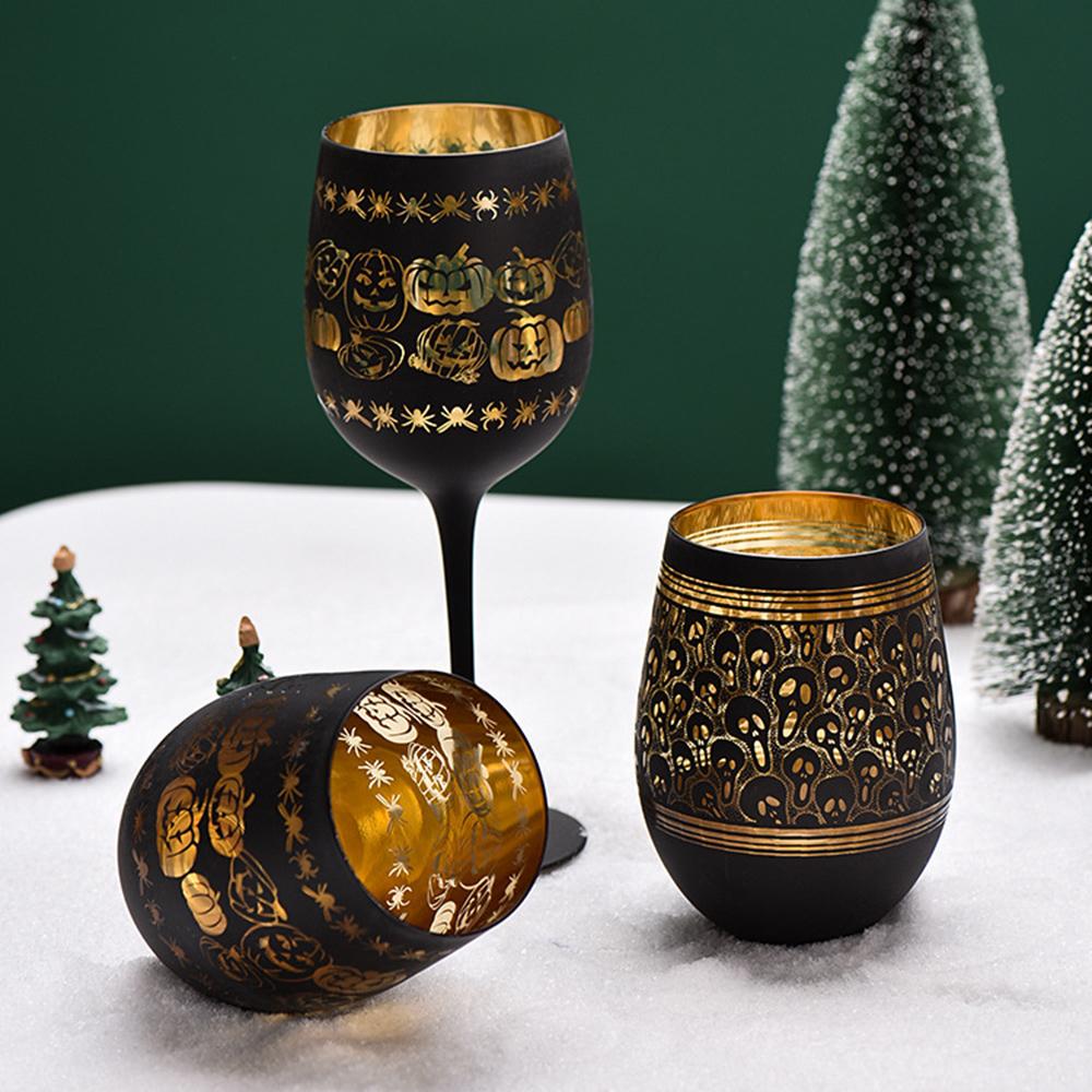 2Pcs/Lot, Electroplated engraved glass red wineglass, Colorful goblet, Whisky wine-glass, Creative egg cup, Bar home beer mug