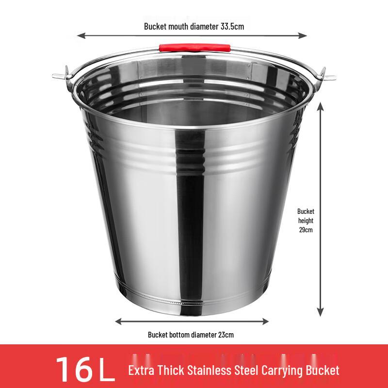 MOLUONA 304 Stainless Steel Portable Storage Buckets with Lid (2-Pack)