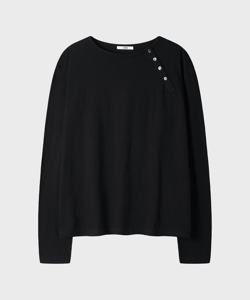 LEIRE Diagonales Henley-Langarm-T-Shirt [Schwarz]