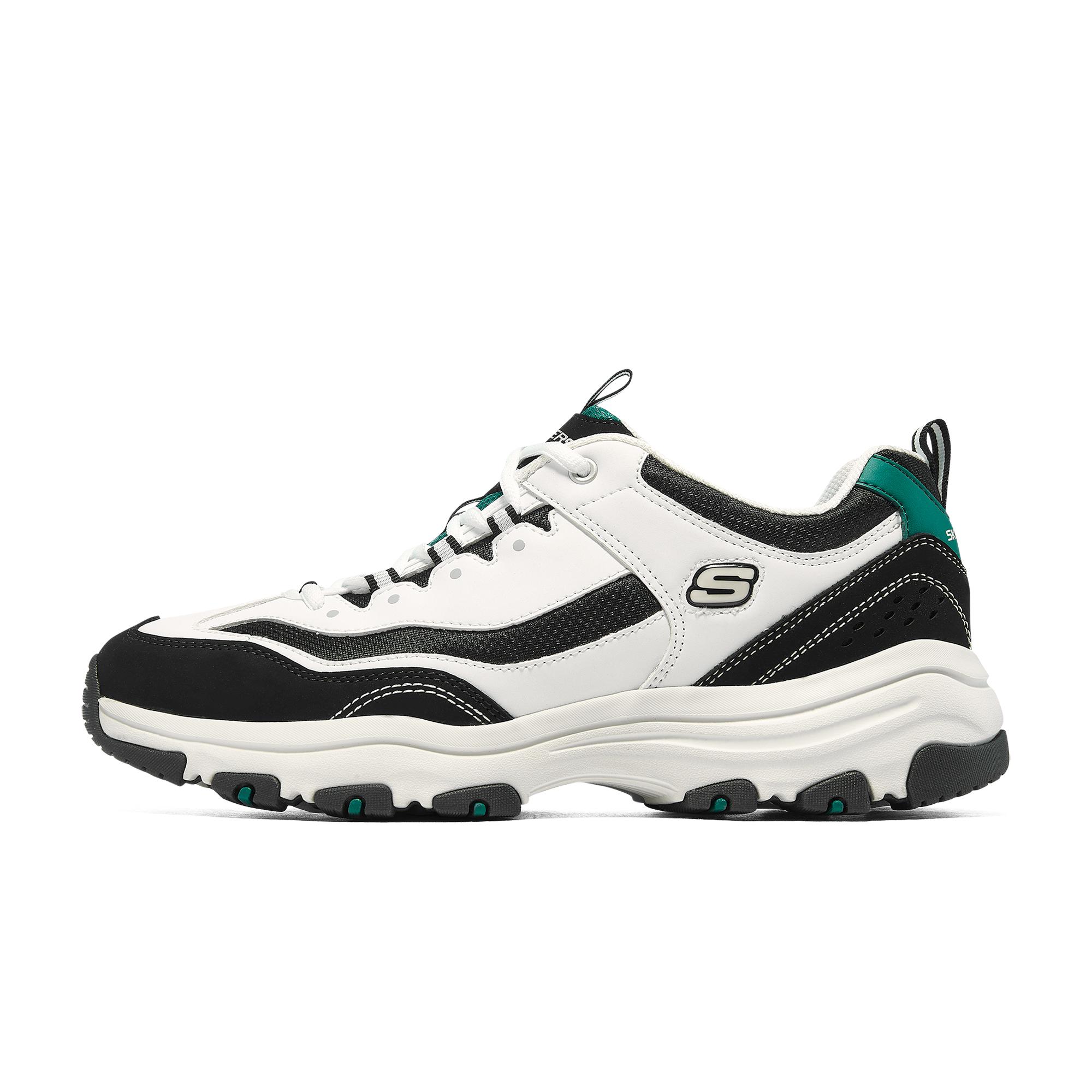 Skechers I-Conik DLites Oreo Black Chocolate Fabric Synthetic Leather Lace-Up Breathable Support Low-Top Dad Shoes Men sneaker White 8790091-WBK 39.5