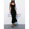 Spring New Elegant Sexy round Neck Wide Shoulder Strap Silm Hip Knitwear Hollow Dress 4174344