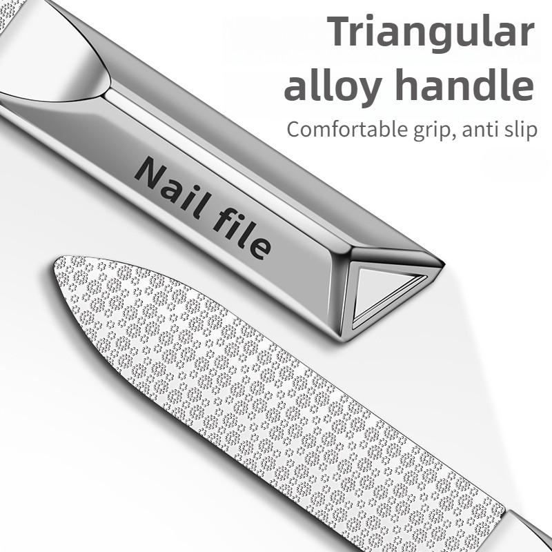 Professional Stainless Steel Nail File Double-Sided Thickened Sanding Tool with Fine Grit Ergonomic Handle for Manicure Pedicure