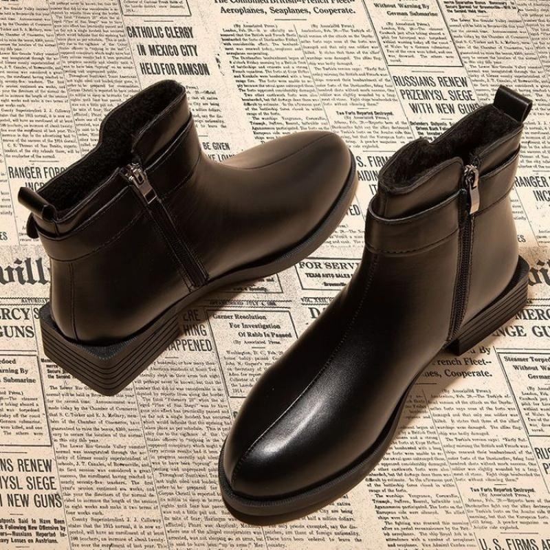 New Women'S Chunky Heel Ankle Boots - Side Zipper & Belt Buckle Slim Fit Fashion Boots, Versatile Fall/Winter Booties