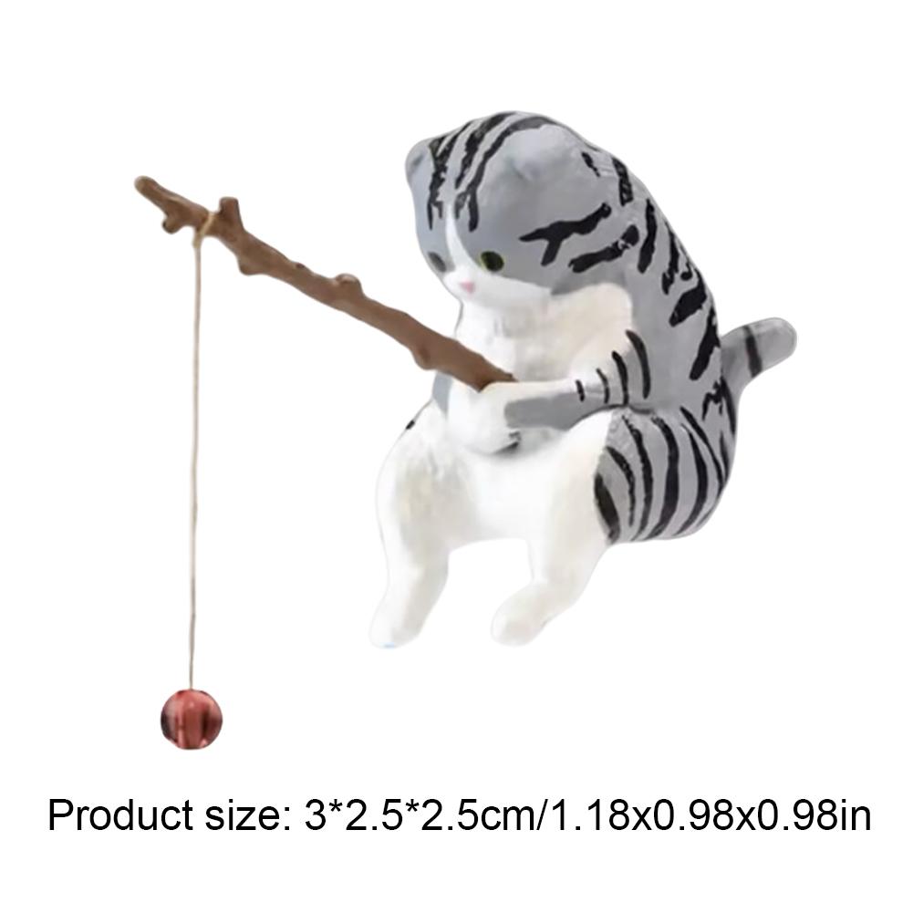 Fishing Cat Ornaments Fish Landscaping Aquarium Decoration Cartoon Cat Statue Fishing Figure Fisherman Figurine Home Car Interio