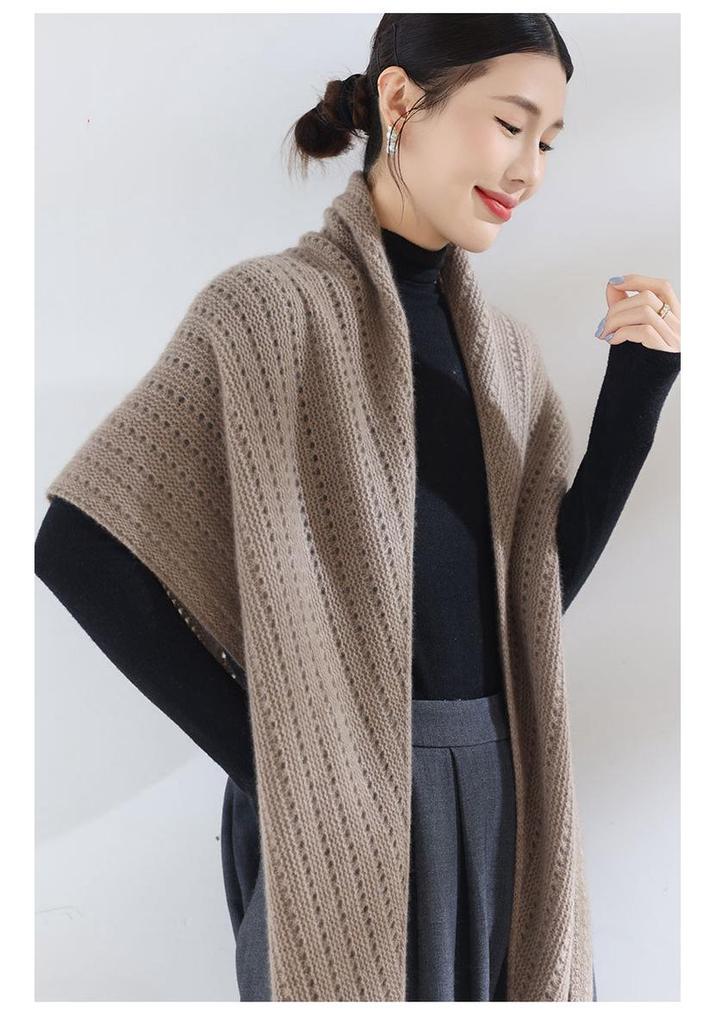 Women's 100% Cashmere Triangle Scarf - Versatile, Warm, Solid Color for Autumn & Winter