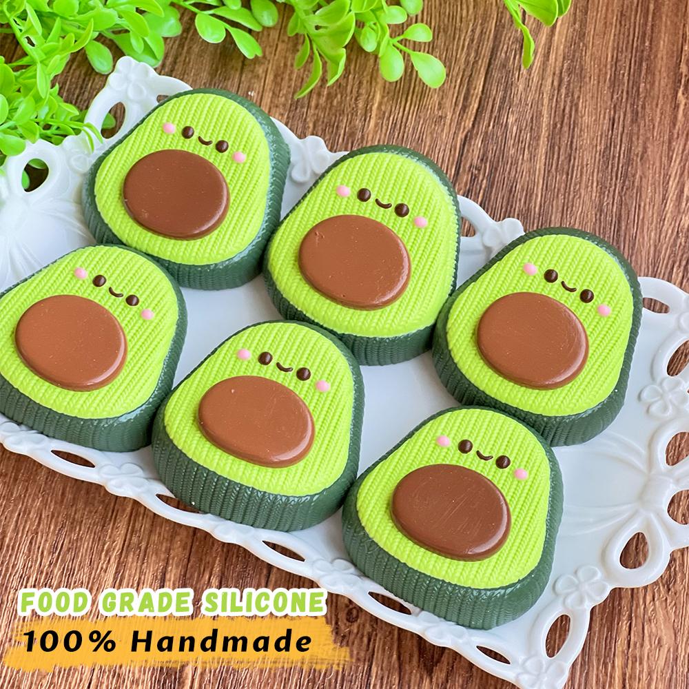 Taba Squishy Avocat en Silicone de Qualité Alimentaire, Jouet à Presser Crémeux Doux Fait Main pour Soulager le Stress au Bureau, Cadeau de Noël Halloween