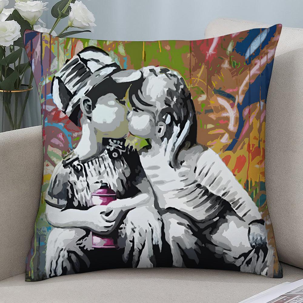 

Банкси Уличное Граффити Искусство Наволочка Короткий Плюш Диван Декоративный Подарок Дом Двусторонняя Печать Подушка 12x12in 30x30cm