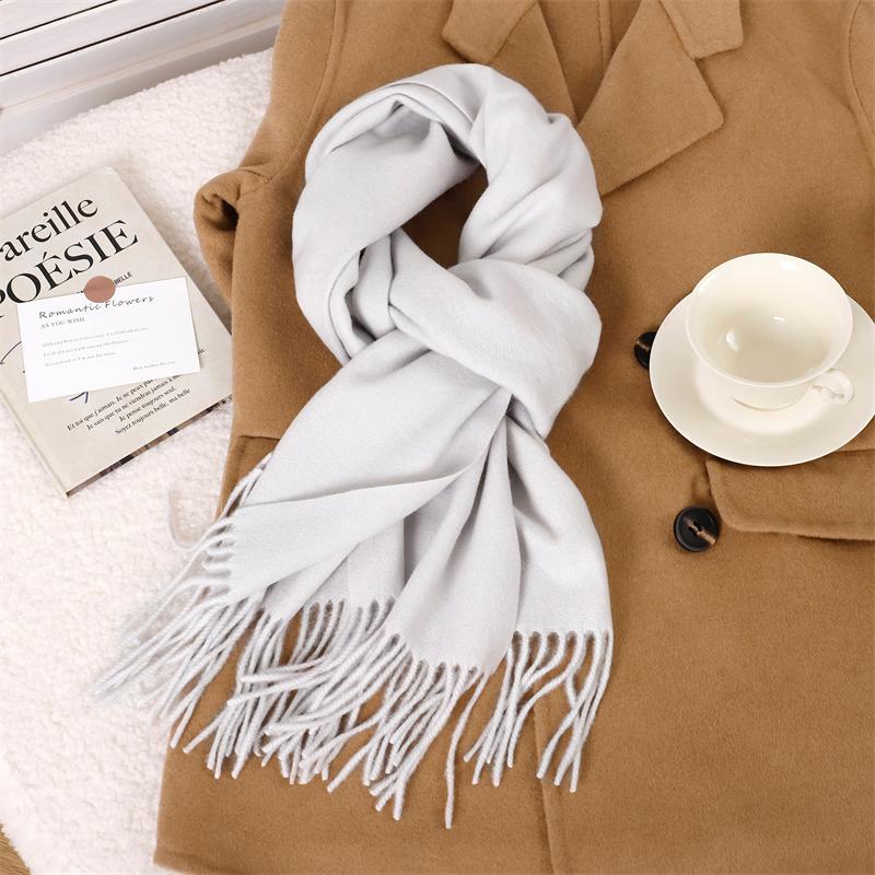 30*180cm Korea Styles Solid Color Cashmere Winter Warm Women Scarf Thicken Shawl Tassels Pashmina Hijab Wrap Windproof Foulard
