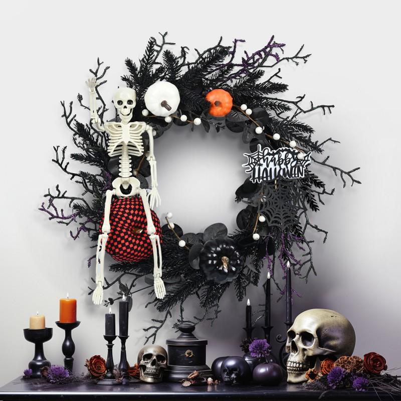 Halloween Wreath With Fake Skulls Spooky Balls Haunted House Party Door Decor