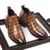 Q88 Chelsea boots men's British style fashion pointed retro crocodile pattern hair stylist casual high-top leather shoes tide