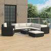 8 Piece Garden Lounge Set with Cushions Poly Rattan Black
