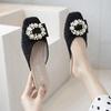 Fashion Woman Slippers Square Toe Flat Shoes for Women Wholesale 2025 Trend Sandals Chic and Elegant Casual Pvc On Sale New Style Slides