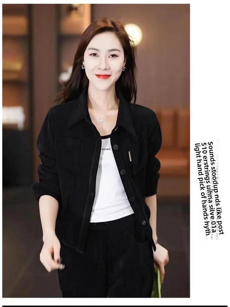 Maillard Women's Retro Corduroy Velvet Suit: Long-Sleeve Jacket with Two-Piece Set for Autumn/Winter 2023